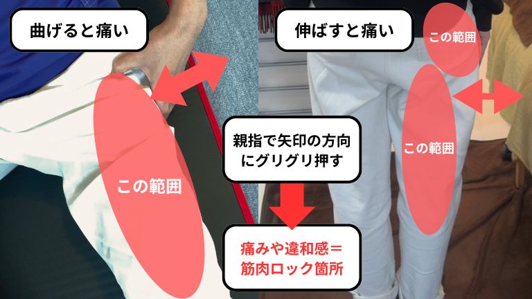 ひざの痛みのケース別ロック箇所確認